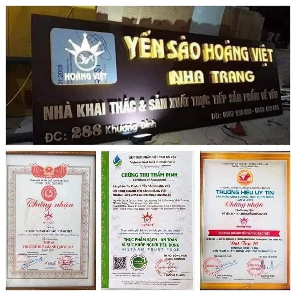 Yến sào Hoàng Việt lọt vào top 10 Thương hiệu uy tín sản phẩm chất lượng - dịch vụ tin dùng