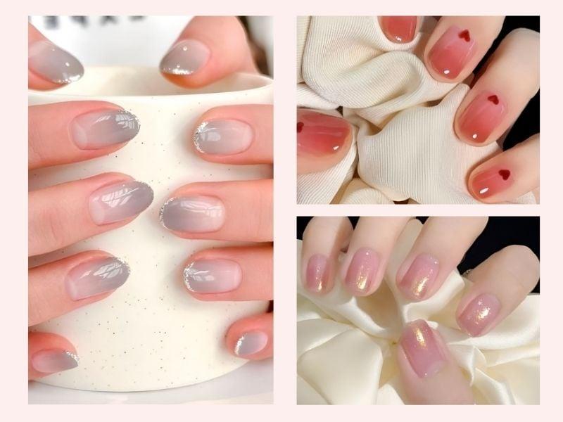 Mẫu nail móng ngắn ombre nhẹ nhàng