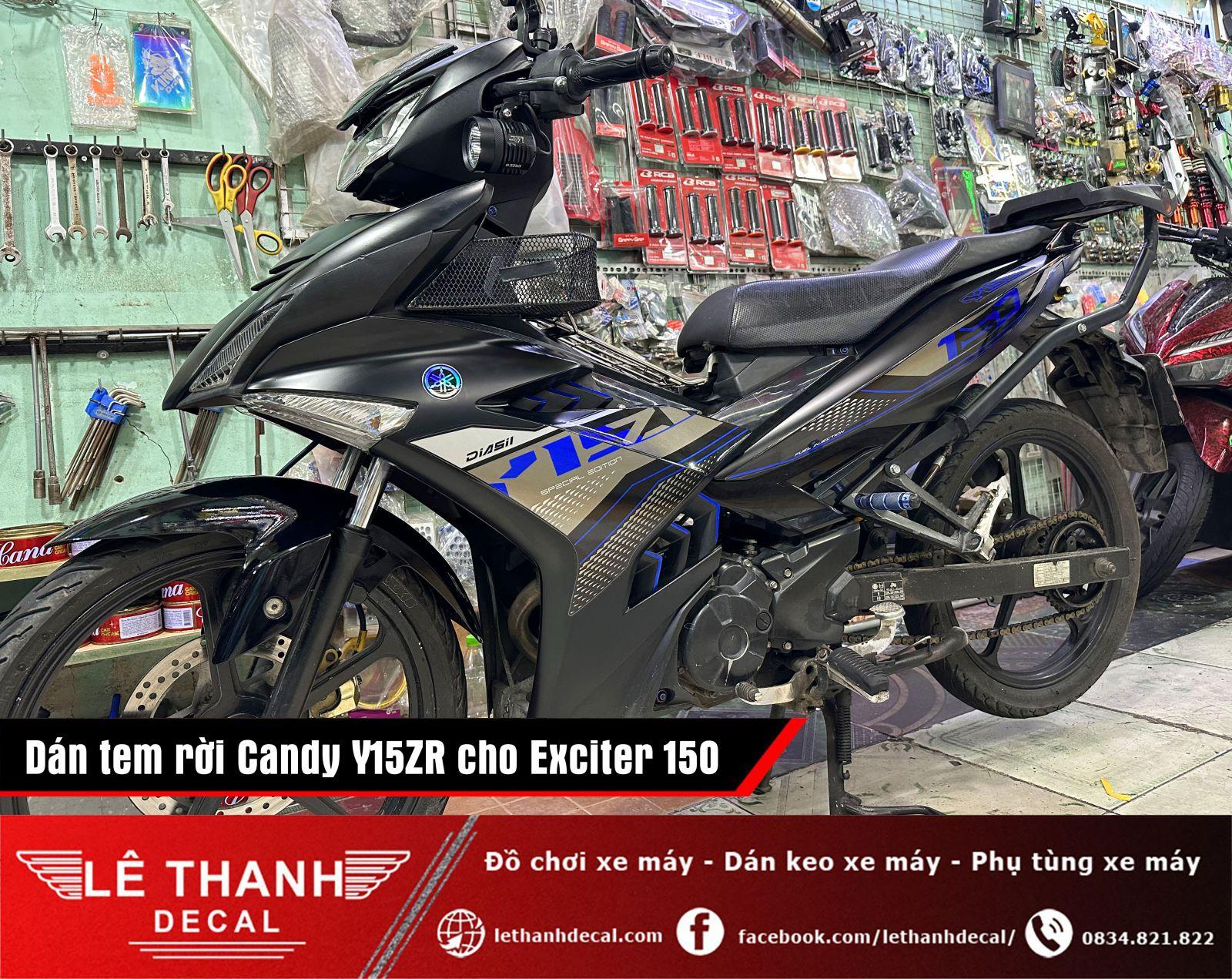 Dán tem rời Candy Y15ZR cho Exciter 150 xanh đen